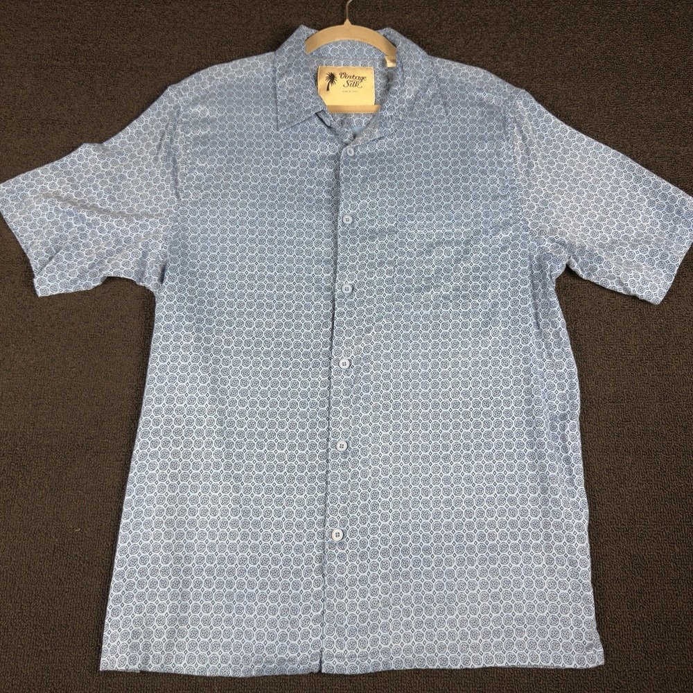 Vintage Silk  Shirt Mens XL Blue Circa 1969 Camp Casual Button‎ Up Beach Preppy